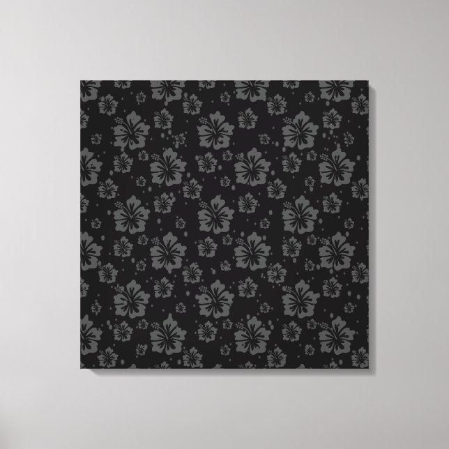 Toile Flore feuillu noir brillant (Recto)