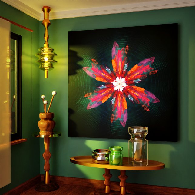 Toile Flore Mandala Flowers Orange Red Blue Abstract (Floral Mandala Flowers Orange Red Blue Abstract Canvas Print)