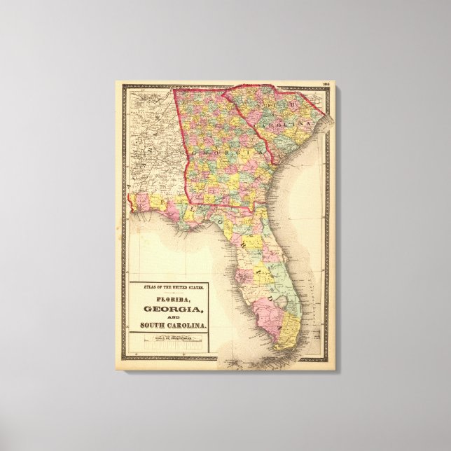 Toile Floride, Géorgie et Caroline du Sud (Recto)