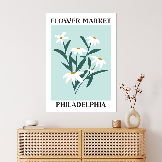 Toile Flower Market Philadelphia White Daisy Floral (In situ boho interior)