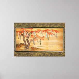 Toile Flowering Cherry and Autumn Maples with Poem Slips