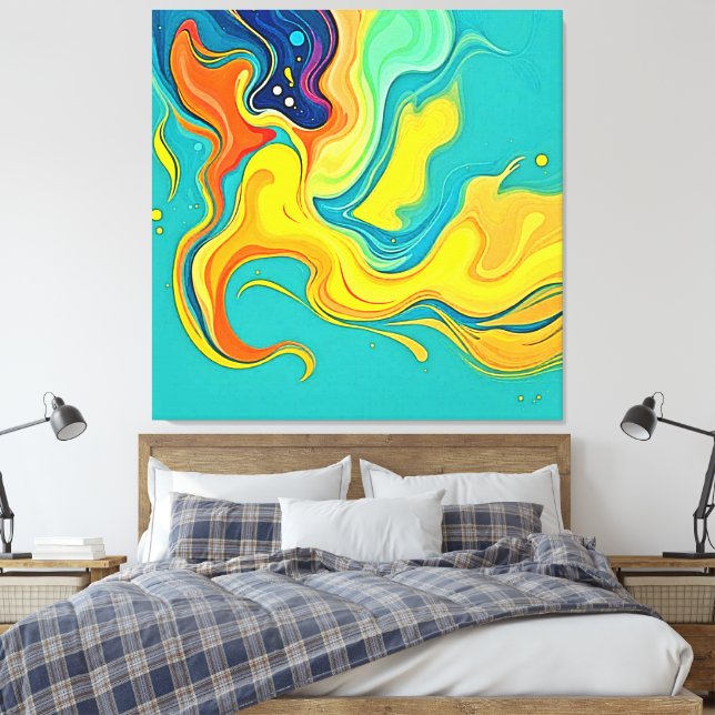 Toile Fluidité de la Joie : Vagues Abstraites (Insitu(Chambre))