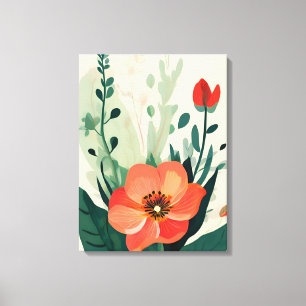 Toile Flux de couleur vive : Fleur de Pêche et art Feuil