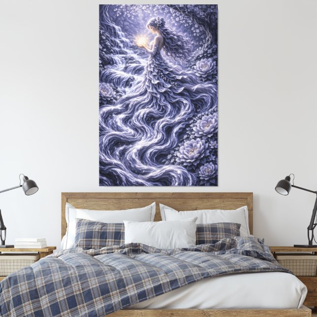 Toile Flux de déesse bleue abstraite – Femme florale flu (Insitu(Chambre))
