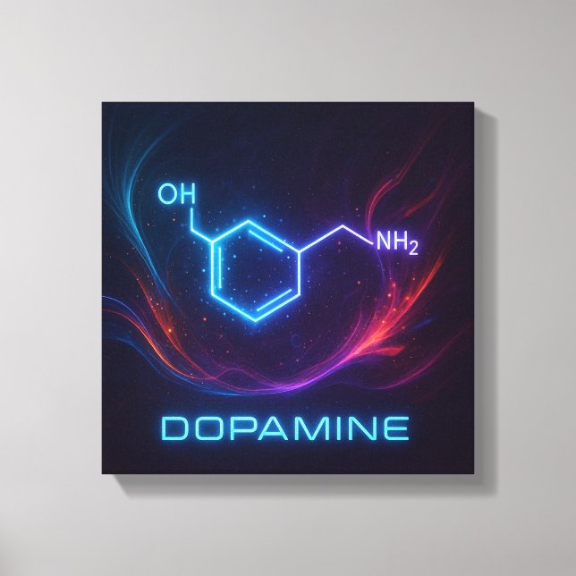 Toile Flux d'énergie de la dopamine - néon moléculaire A (Recto)