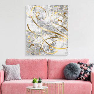 Toile Flux D'Or De Média Mixte Contemporain