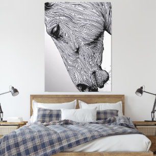 Toile Flux du Cheval en Ligne Artistique Minimaliste Sau