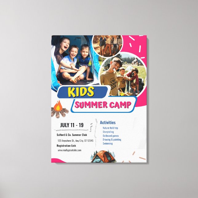 Toile Flyer de camp d'été pour enfants, Bootcamp pour en (Recto)