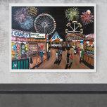 Toile Foire de nuit de Alfred Fox<br><div class="desc">Toile Impression de Funfair à la peinture de nuit par Alfred Fox.</div>