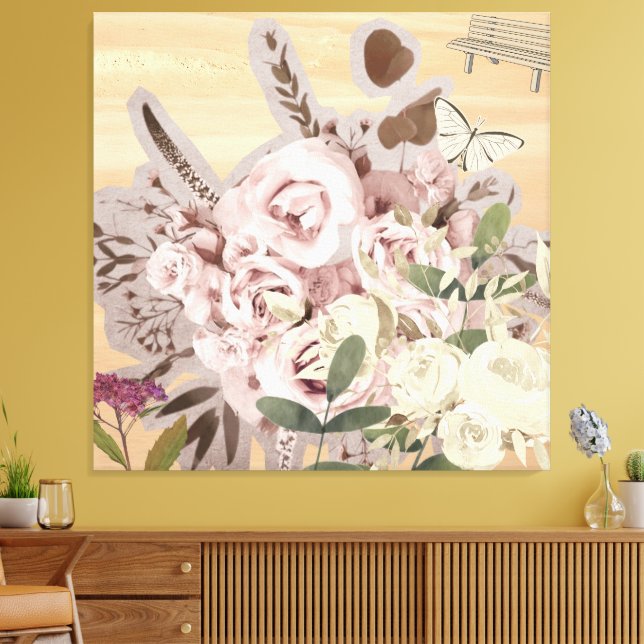 Toile Fond floral monochromatique (Insitu(Salon))