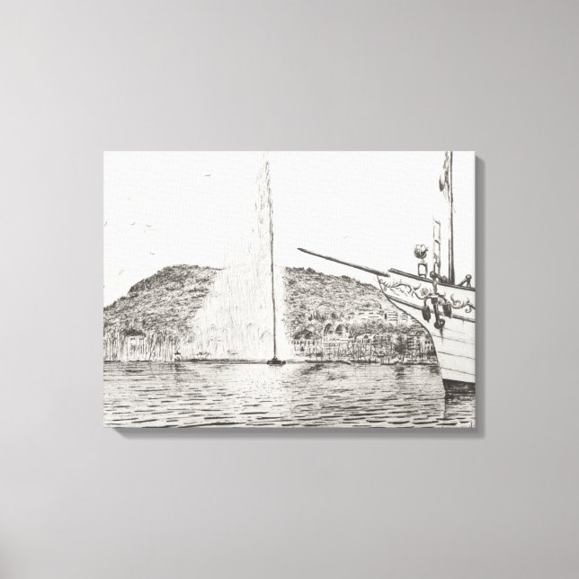 Toile Fontaine de Genève et Bow de plaisance Bateau 2011 (Recto)