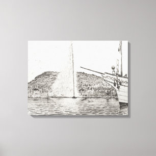 Toile Fontaine de Genève et Bow de plaisance Bateau 2011