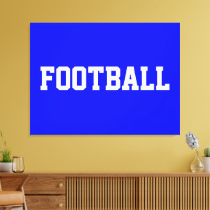 Toile FOOTBALL Amusant Sportif Gras Texte Blanc Sur Bleu