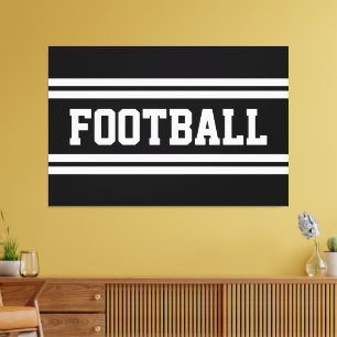 Toile FOOTBALL Bold Sporty Black White Racing Stripes