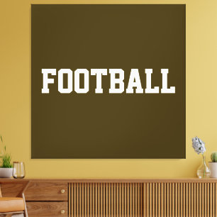 Toile FOOTBALL Texte Blanc Sportif Gras Sur Marron Athlé