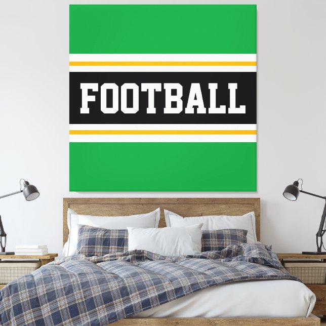 Toile FOOTBALL Vert noir blanc jaune Stripes sportives (Insitu(Chambre))