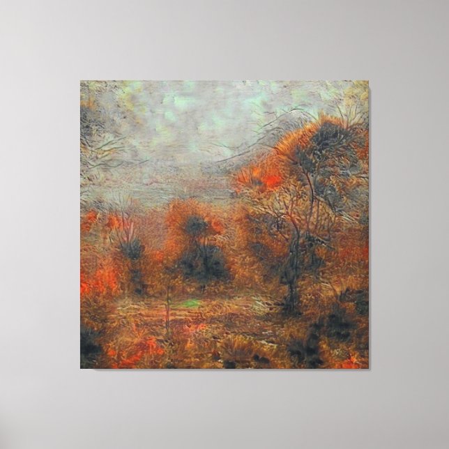 Toile Forêt Abstraite en rouge - brun. (Recto)