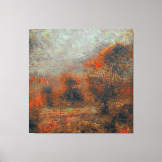 Toile Forêt Abstraite en rouge - brun.