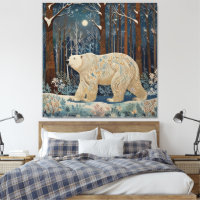 Forêt bohème d'hiver de l'ours blanc rétro