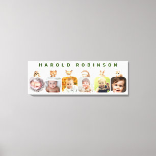 Toile Forêt boisée Animaux Baby Boy Milestone