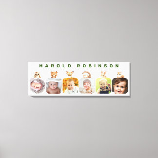 Toile Forêt boisée Animaux Baby Boy Milestone