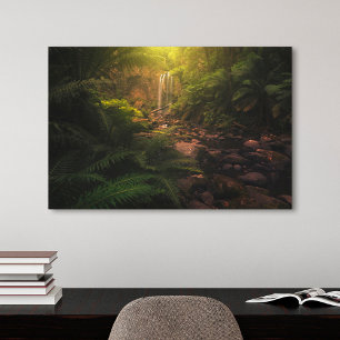 Toile Forêt Cascade Sunlight Highlights