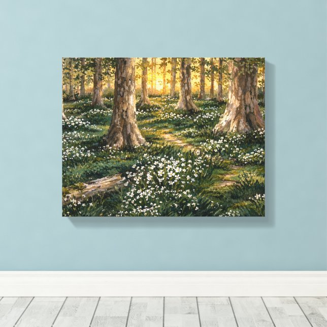 Toile Forêt de fleurs sauvages ensoleillée (Insitu (Plancher de Bois))