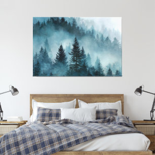 Toile Forêt Enchantée en Bleu