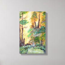 Forêt légère d'orange sur canva
