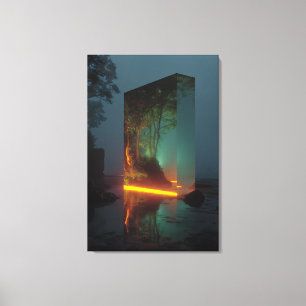 Toile Forêt lumineuse du monolithe de cristal enchanté