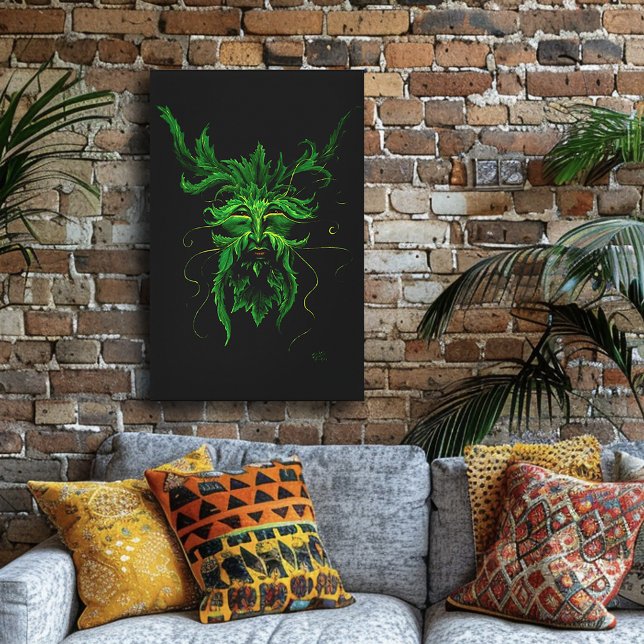 Toile Forêt mystique de l'esprit Greenman Feuille Visage (Créateur téléchargé)