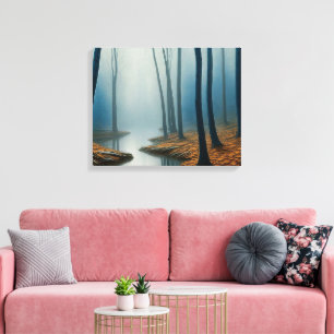 Toile Forêt Mystique Paysage d'étang de la Forêt Bleue