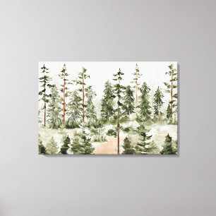 Toile Forêt verte aquarelle