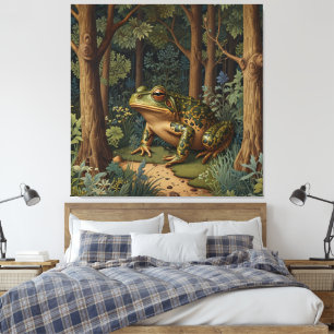 Toile Forêt vintage de grenouilles à saumons