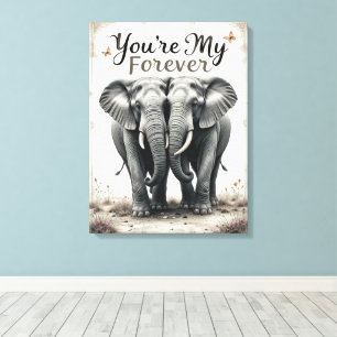 Toile Forever Love Elephants Faune Art