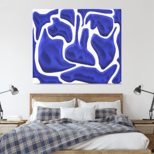 Toile Formes fluides bleues abstraites – Art moderne 3D