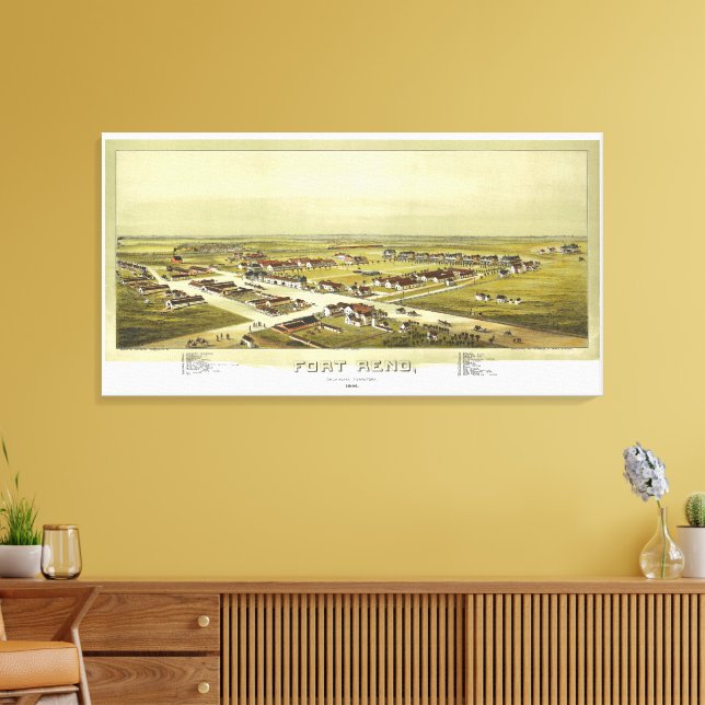 Toile Fort Reno Territoire de l'Oklahoma 1891 Lithograph (Insitu(Salon))
