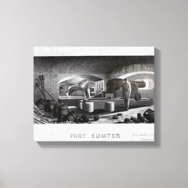 Toile Fort Sumter, Vue intérieure de la batterie à trois (Recto)