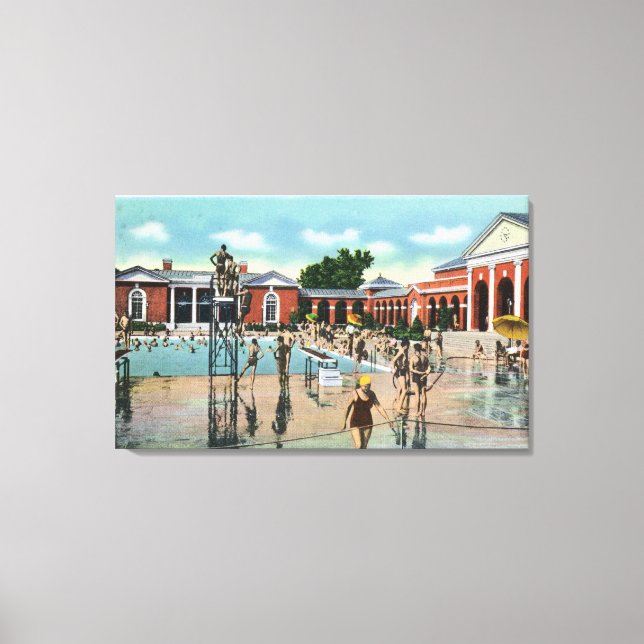 Toile Foule à la piscine Spa de Saratoga (Recto)