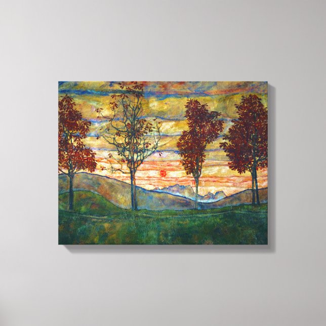 Toile Four Trees (Landscape Art) (par Egon Schiele) (Recto)