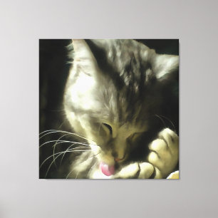 Toile Fourrure Douce Et Douce Et Purée D'Un Chat Gris