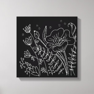 Toile Foyer de nuit noir et blanc