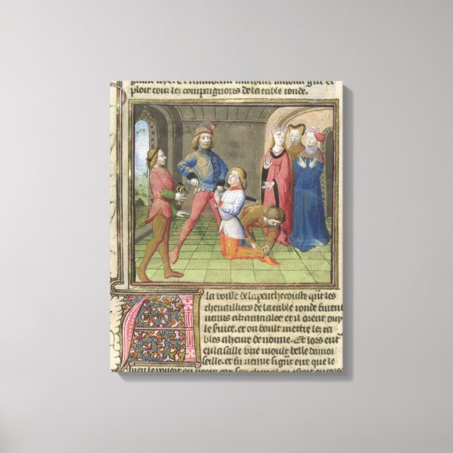 Toile Fr.120 f.522v Le Knighting of Lancelot de "The (Recto)