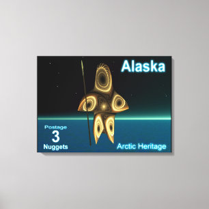 Toile Fractal Inuit Hunter - Alaska Postage