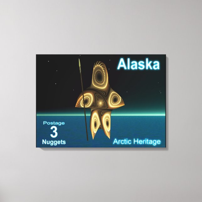 Toile Fractal Inuit Hunter - Alaska Postage (Recto)