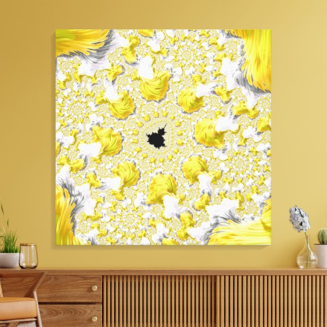 Toile Fractale dorée abstraite jaune (Insitu(Salon))