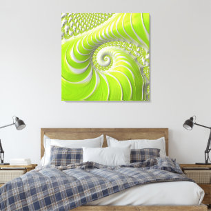 Toile Fractale en spirale verte citron moderne abstraite