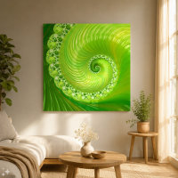 Fractale en spirale verte citron moderne abstraite
