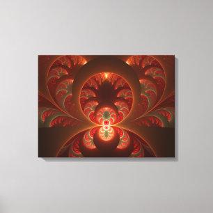 Toile Fractale orange rouge moderne abstraite lumineuse