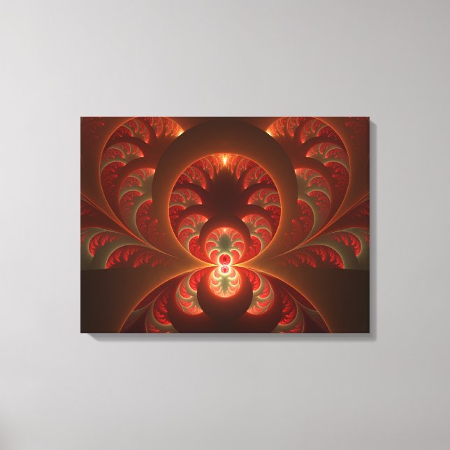 Toile Fractale orange rouge moderne abstraite lumineuse (Recto)